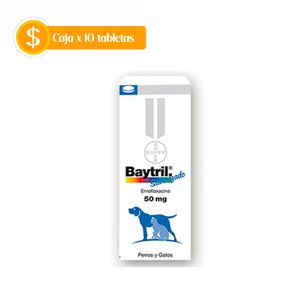 Baytril 50 mg Caja x 10 Tabletas Para Perro