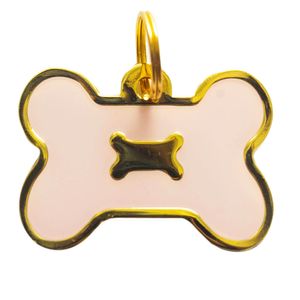 Medalla Hueso Borde Dorado Ref 16 Para Perro